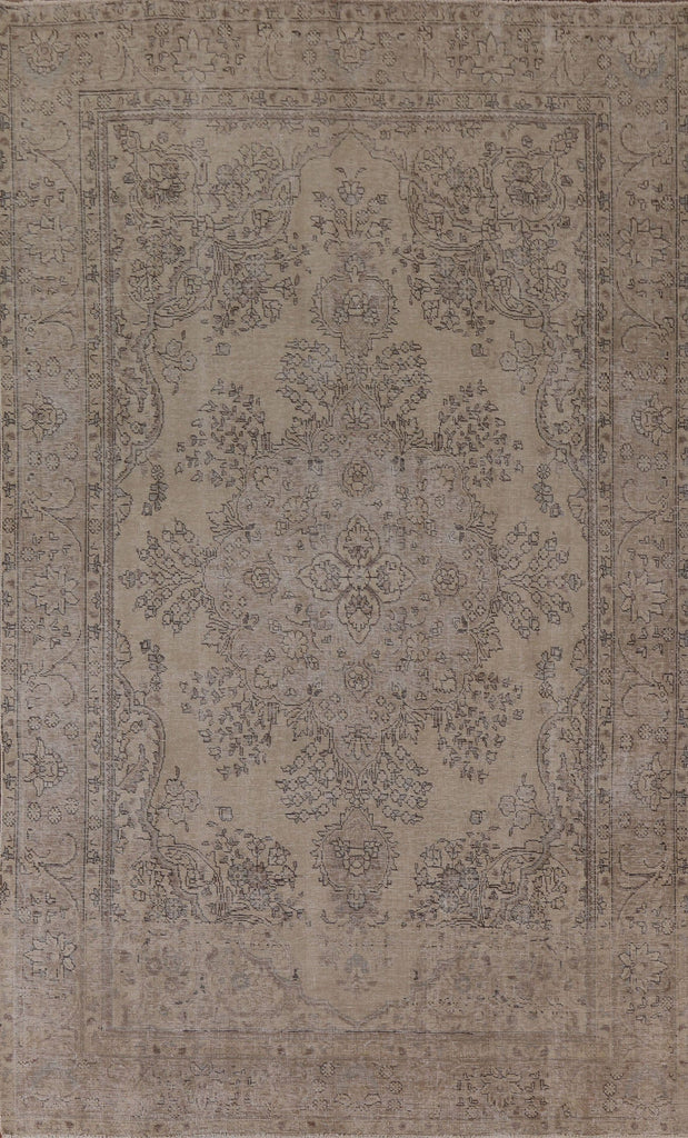 Distressed Wool Tabriz Persian Area Rug 7x10