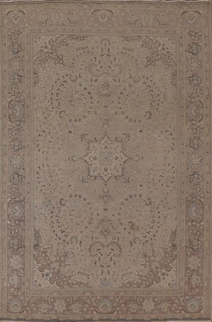 Distressed Vintage Tabriz Persian Area Rug 7x10