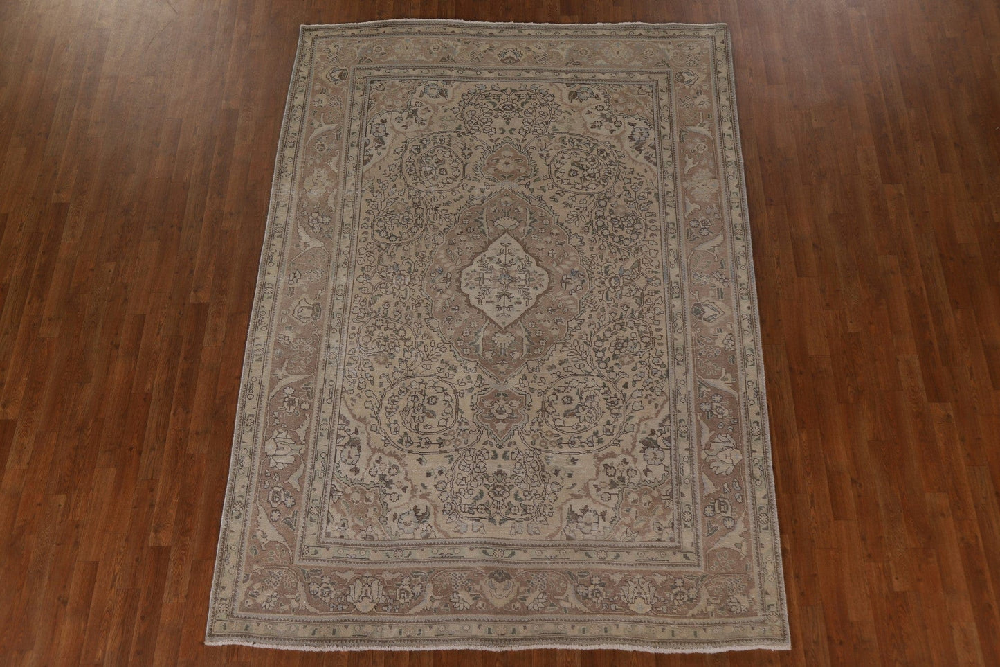 Distressed Muted Tabriz Persian Area Rug 7x9