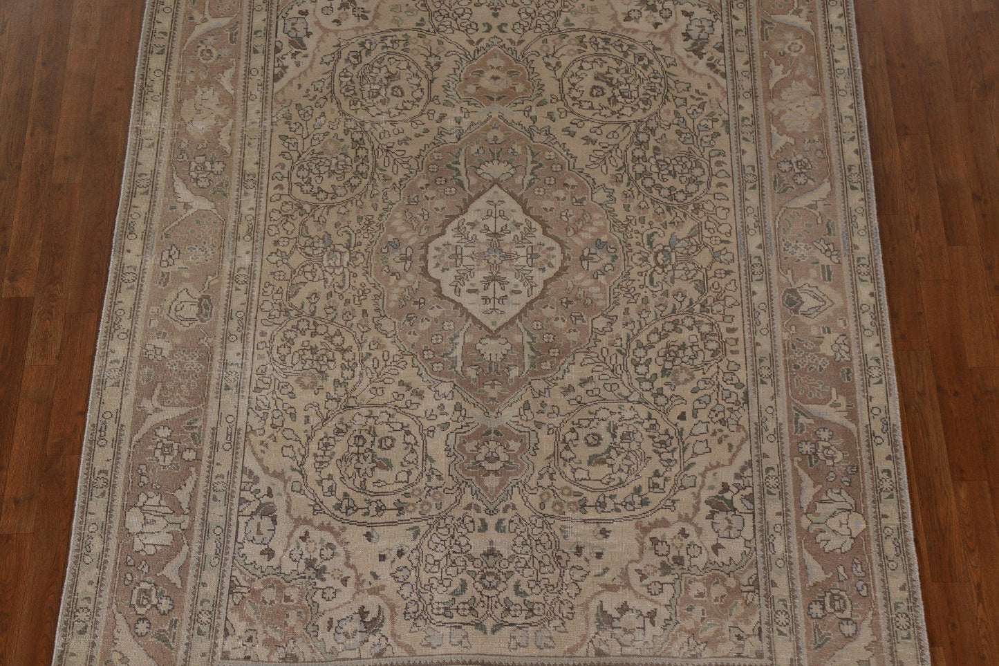 Distressed Muted Tabriz Persian Area Rug 7x9