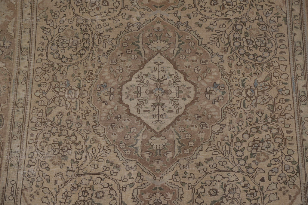 Distressed Muted Tabriz Persian Area Rug 7x9