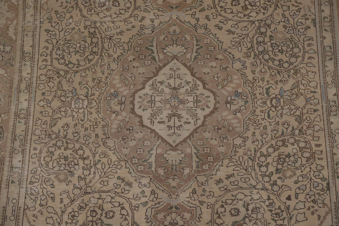 Distressed Muted Tabriz Persian Area Rug 7x9