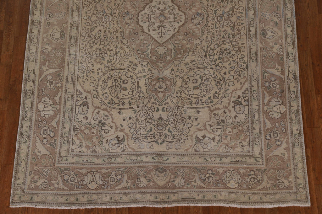 Distressed Muted Tabriz Persian Area Rug 7x9