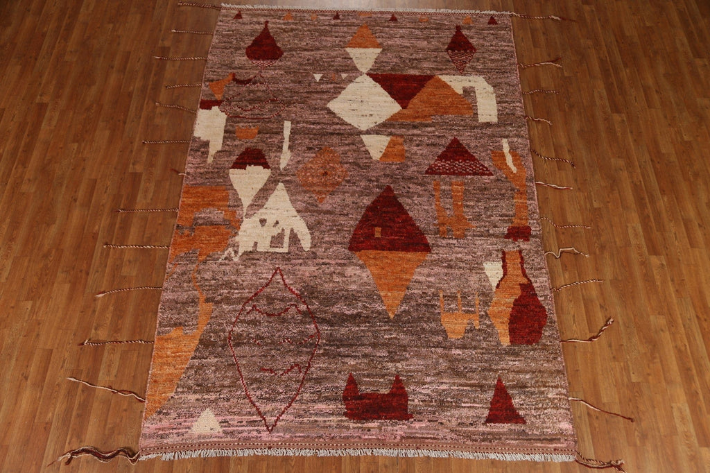 Pink/ Brown Moroccan Area Rug 7x9