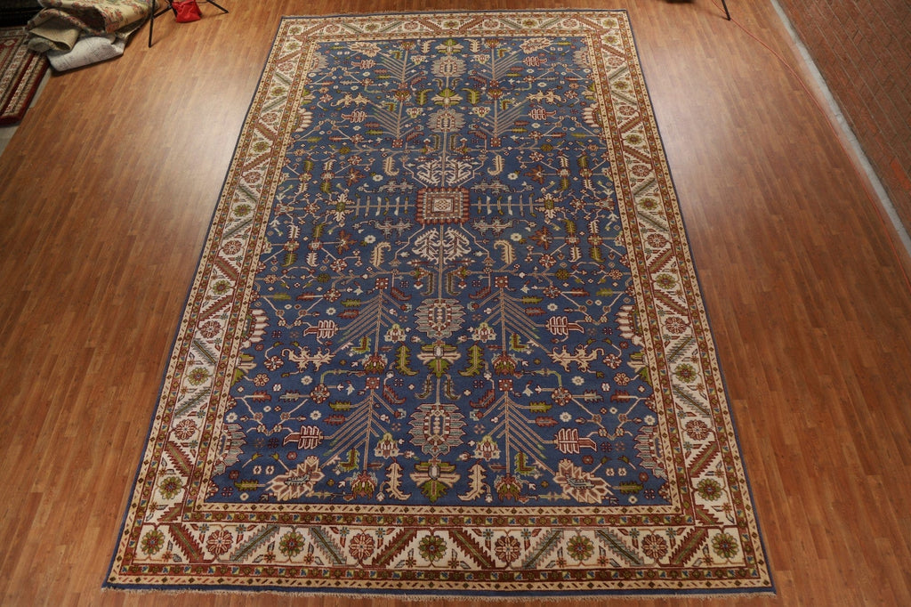 Blue Geometric Heriz Serapi Oriental Large Rug 12x18