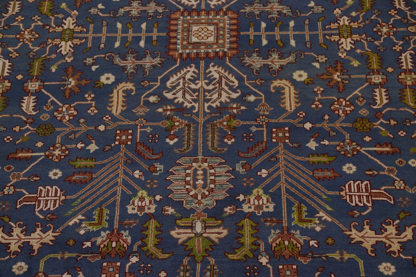 Blue Geometric Heriz Serapi Oriental Large Rug 12x18