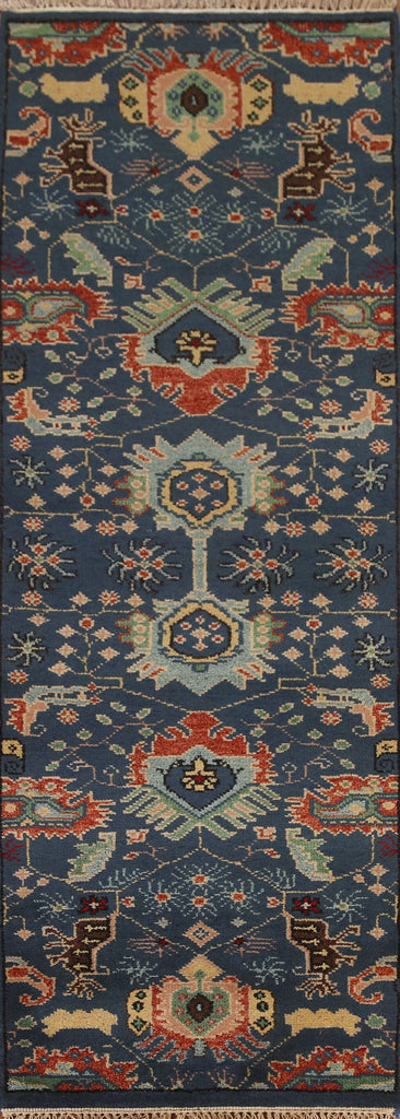 Blue Heriz Serapi Oriental Runner Rug 3x8