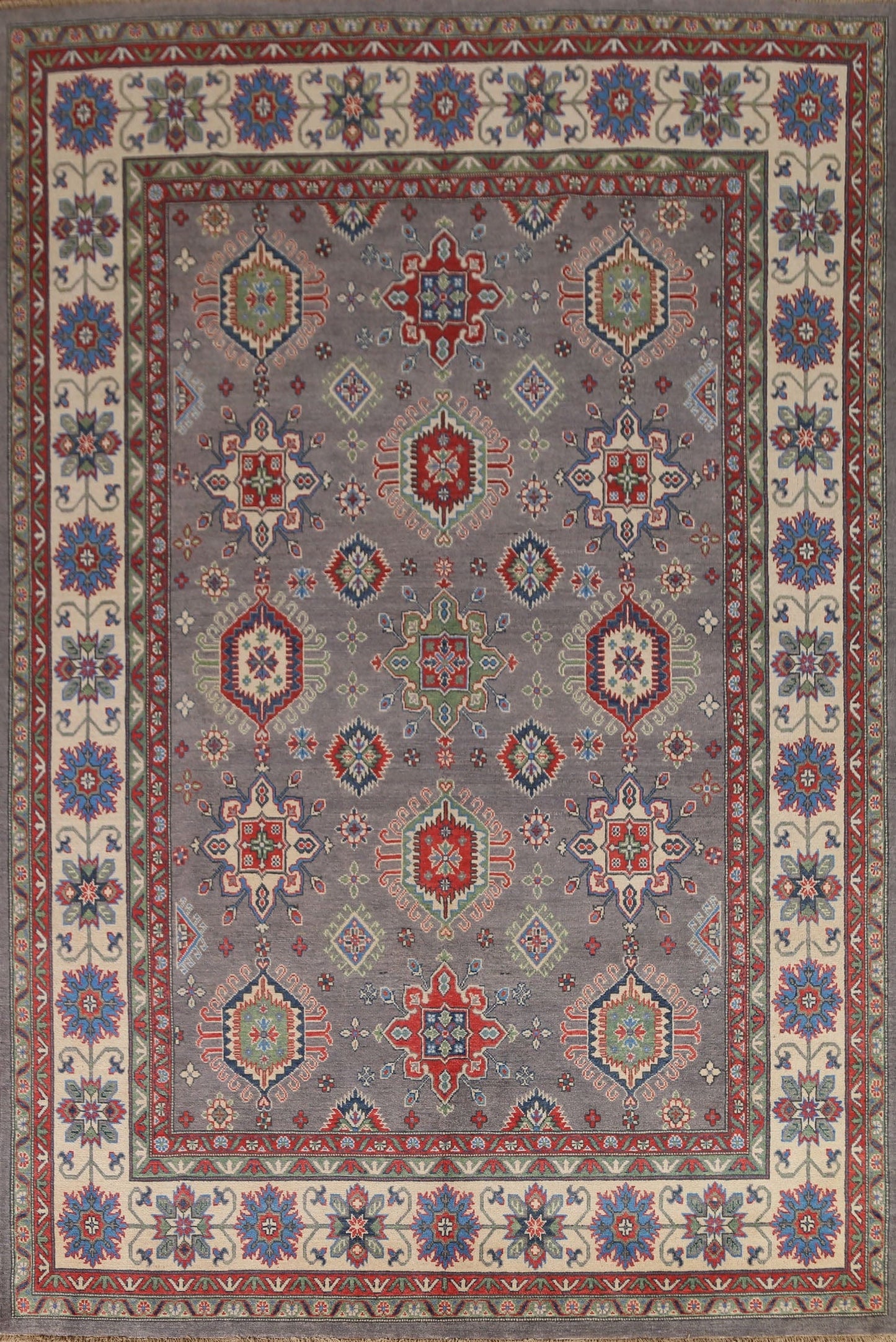 Geometric Kazak Vegetable Dye Area Rug 8x10