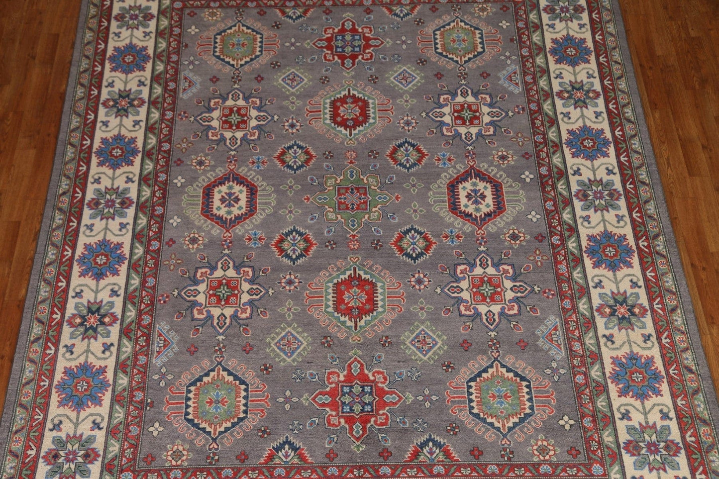 Geometric Kazak Vegetable Dye Area Rug 8x10