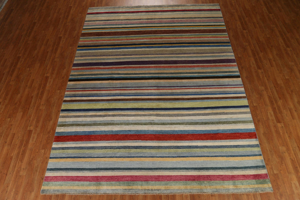 Striped Gabbeh Kashkoli Wool Area Rug 9x12