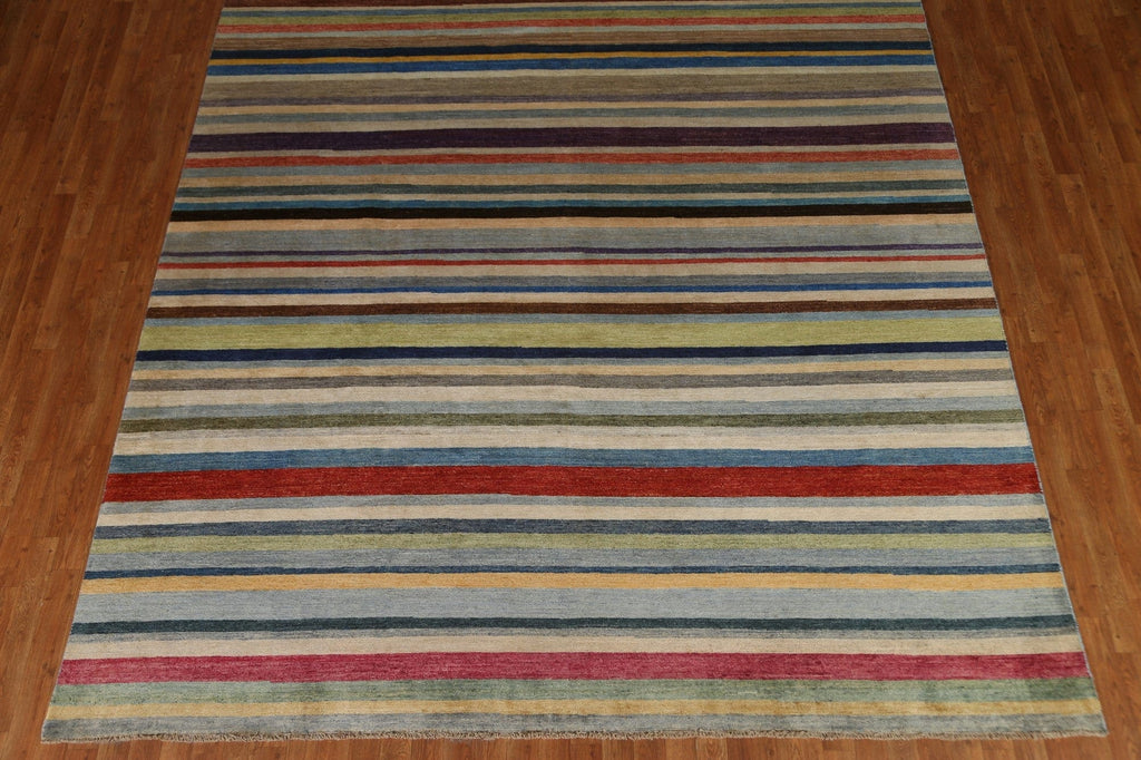 Striped Gabbeh Kashkoli Wool Area Rug 9x12