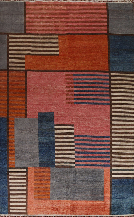 Modern Gabbeh Kashkoli Large Area Rug 10x14