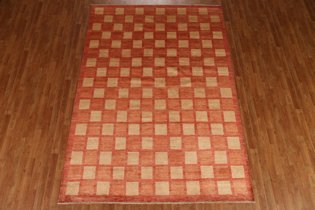 Checkered Gabbeh Kashkoli Modern Area Rug 7x10