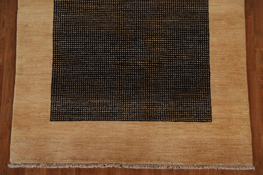 Black Gabbeh Kashkoli Modern Area Rug 5x7