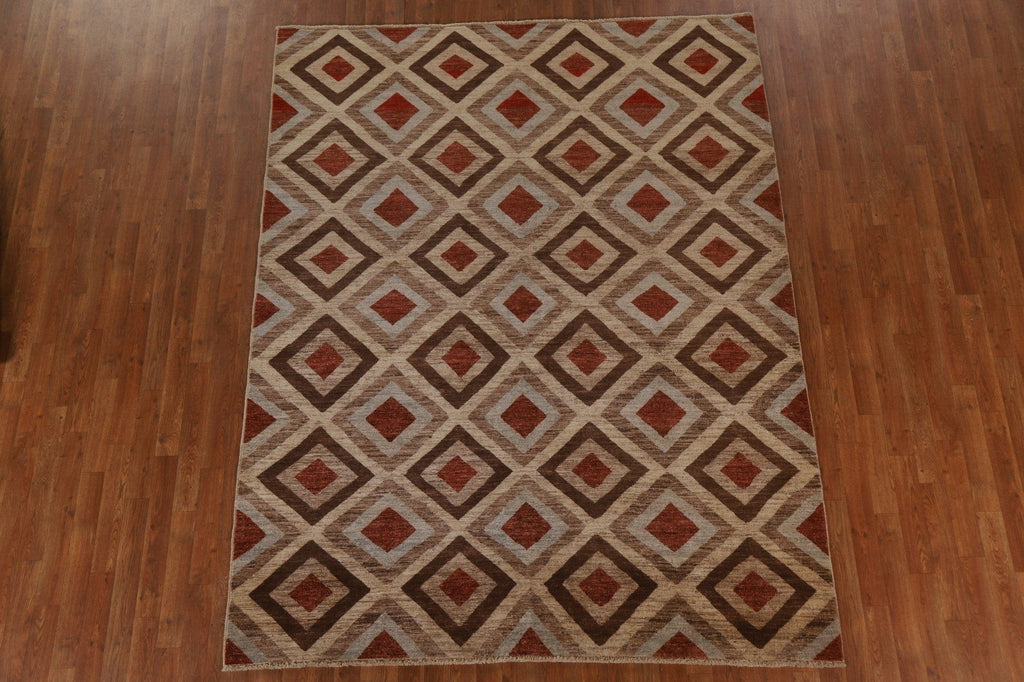 Geometric Gabbeh Kashkoli Wool Area Rug 7x9