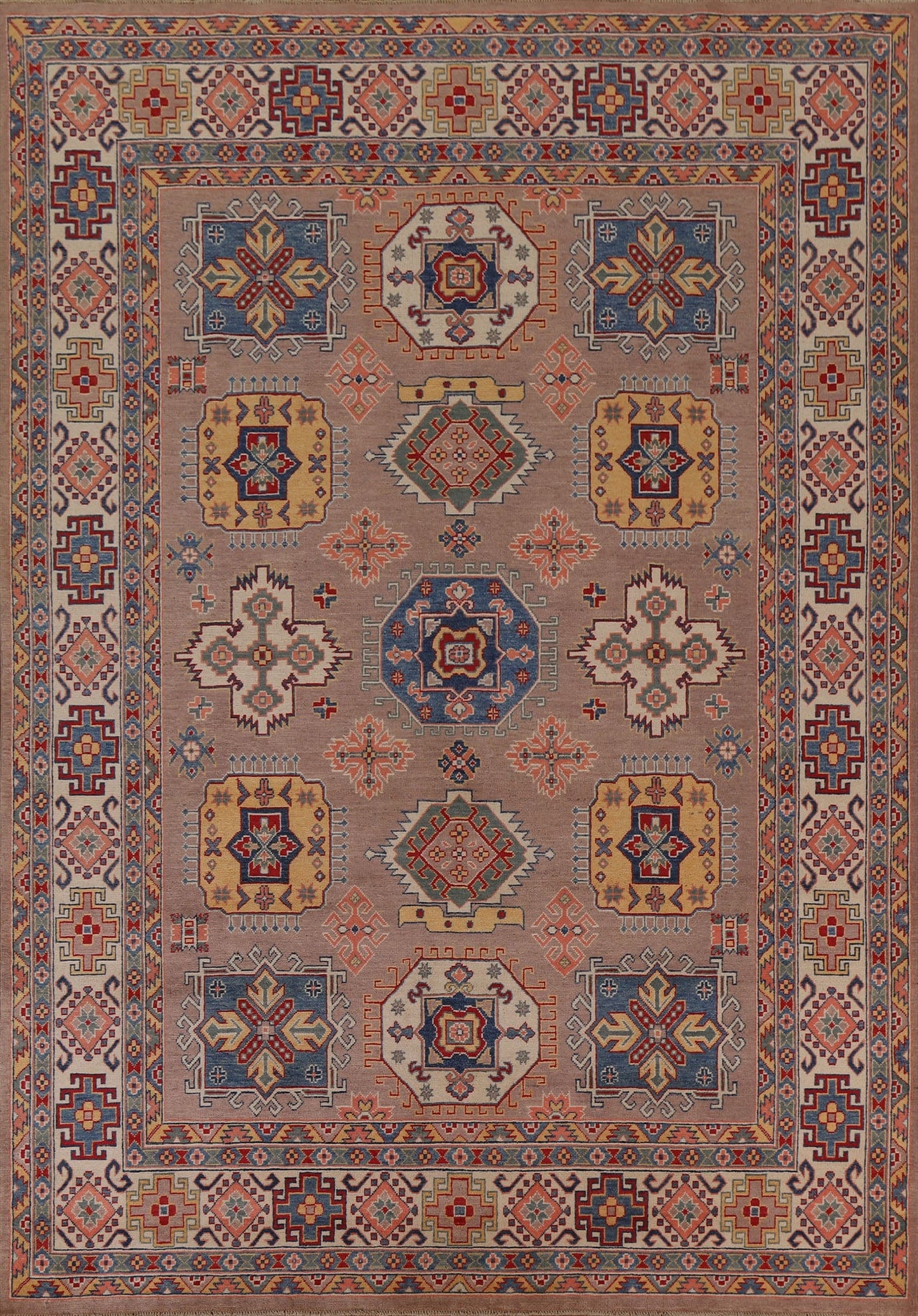 Geometric Kazak Vegetable Dye Area Rug 8x10