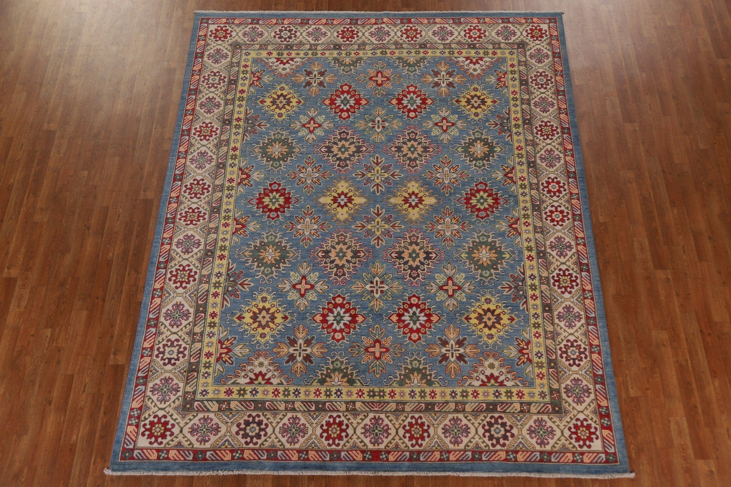 Light Blue Kazak Vegetable Dye Area Rug 8x10