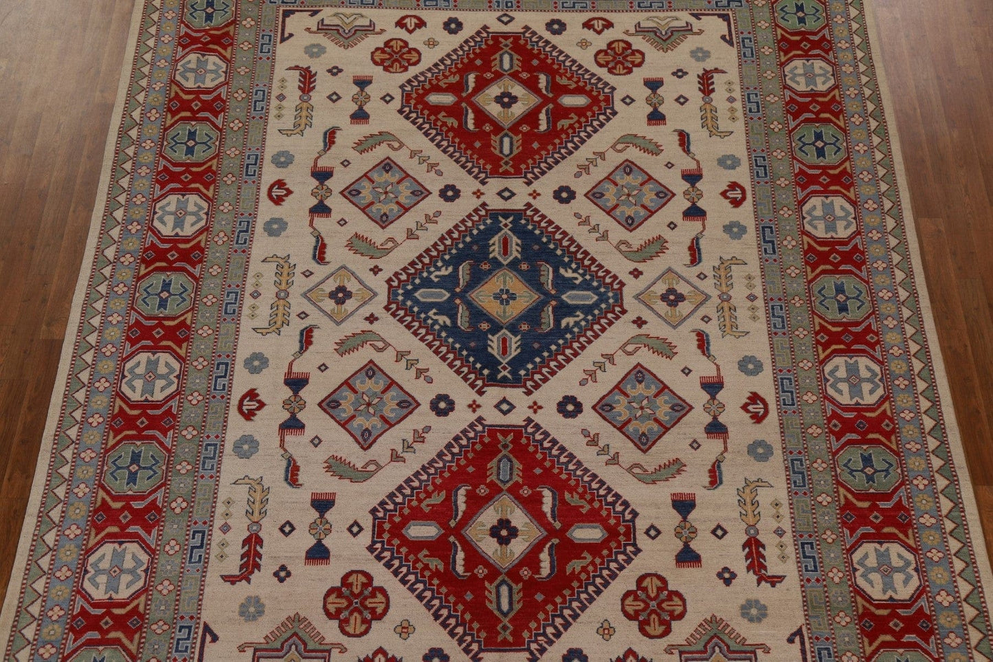 Geometric Kazak Vegetable Dye Area Rug 9x12