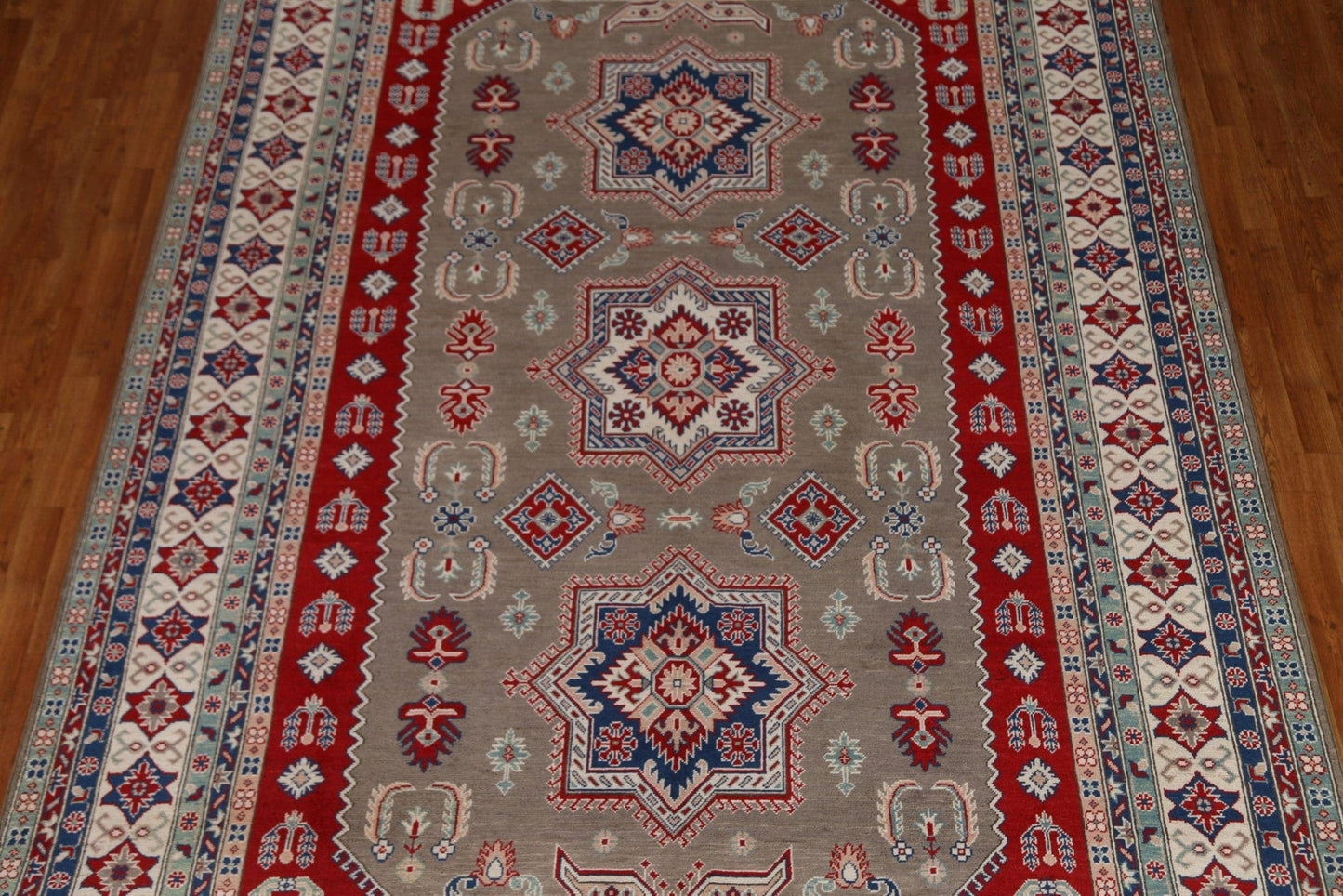 Geometric Kazak Vegetable Dye Area Rug 8x12