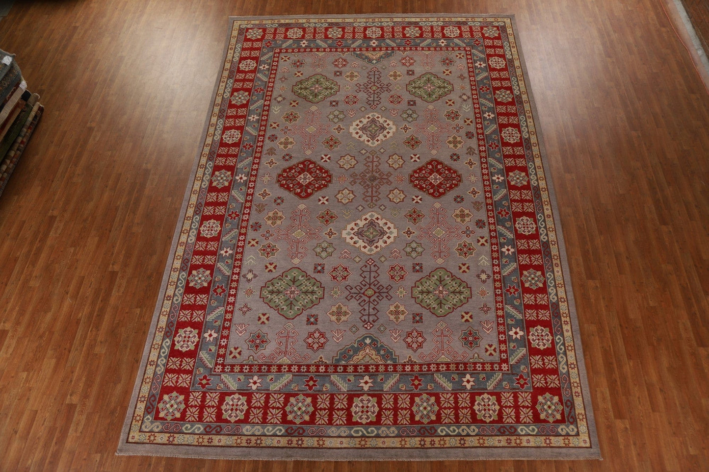 Geometric Kazak Vegetable Dye Large Area Rug 10x14