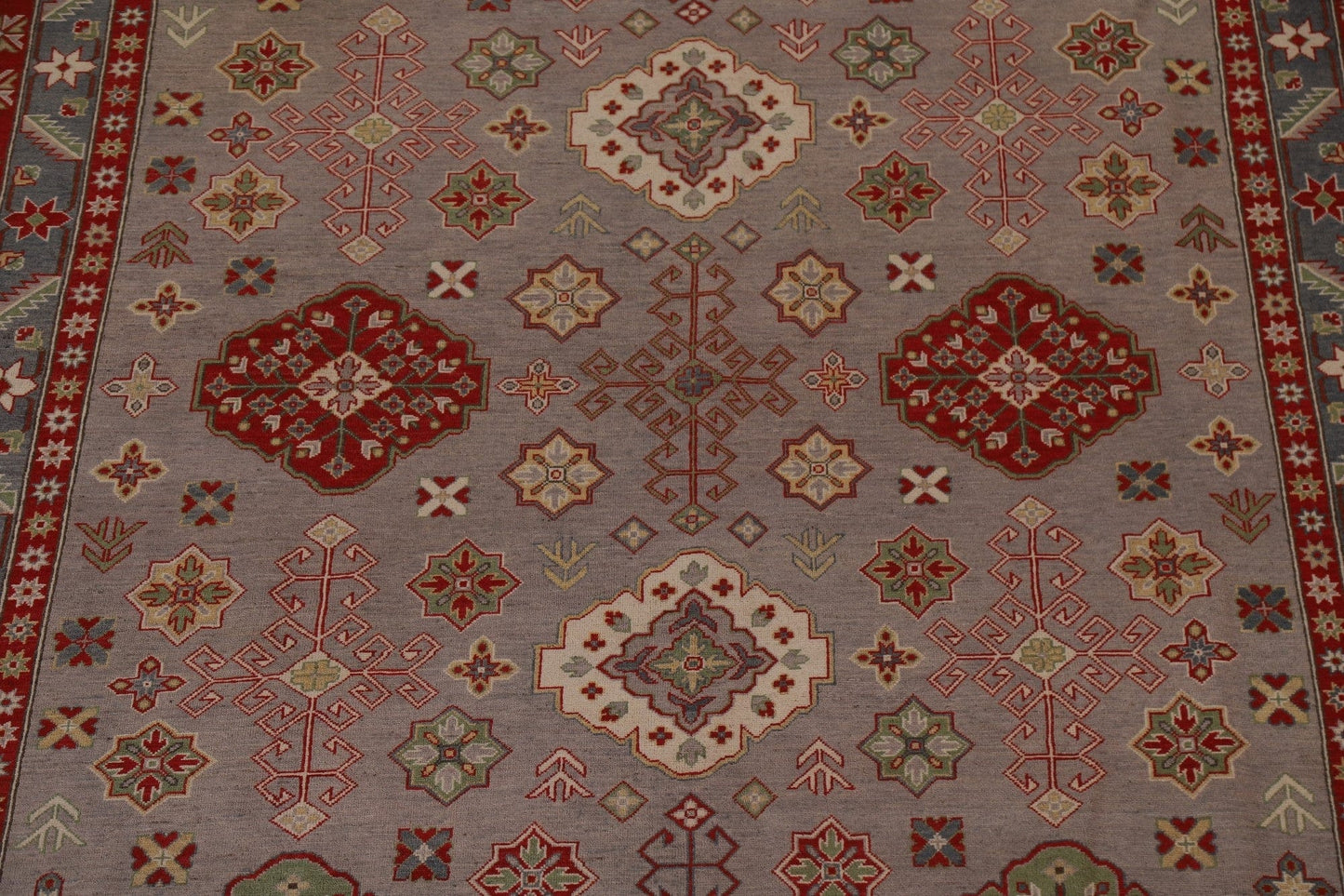 Geometric Kazak Vegetable Dye Large Area Rug 10x14