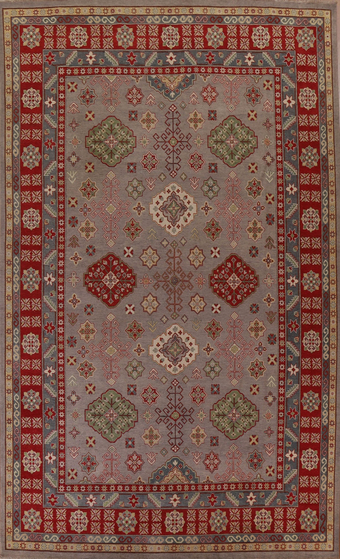 Geometric Kazak Vegetable Dye Large Area Rug 10x14