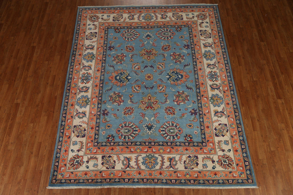 Light Blue Kazak Vegetable Dye Area Rug 8x10