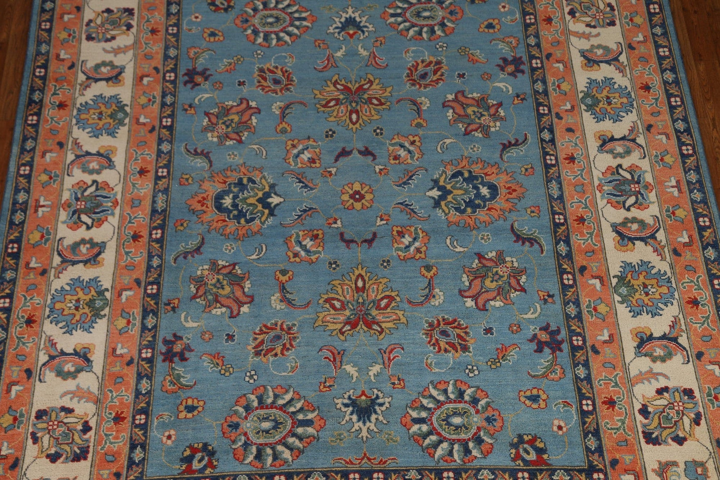 Light Blue Kazak Vegetable Dye Area Rug 8x10