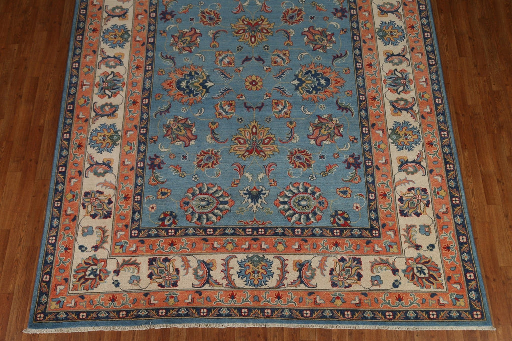 Light Blue Kazak Vegetable Dye Area Rug 8x10