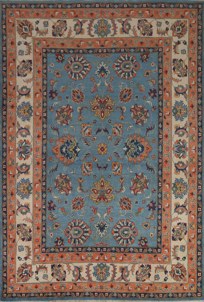 Light Blue Kazak Vegetable Dye Area Rug 8x10