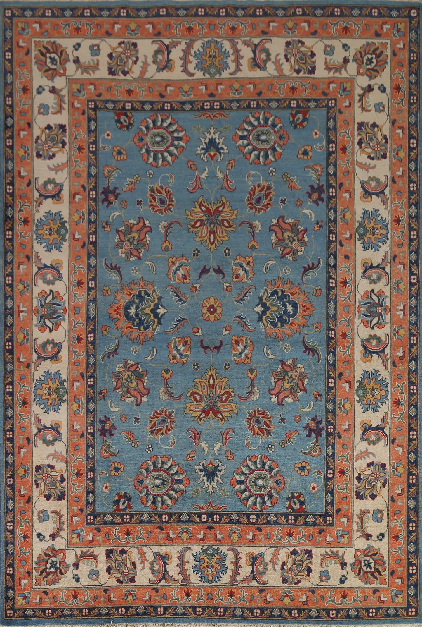 Light Blue Kazak Vegetable Dye Area Rug 8x10