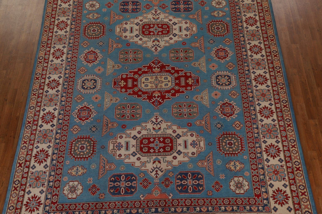 Light Blue Kazak Vegetable Dye Area Rug 9x12