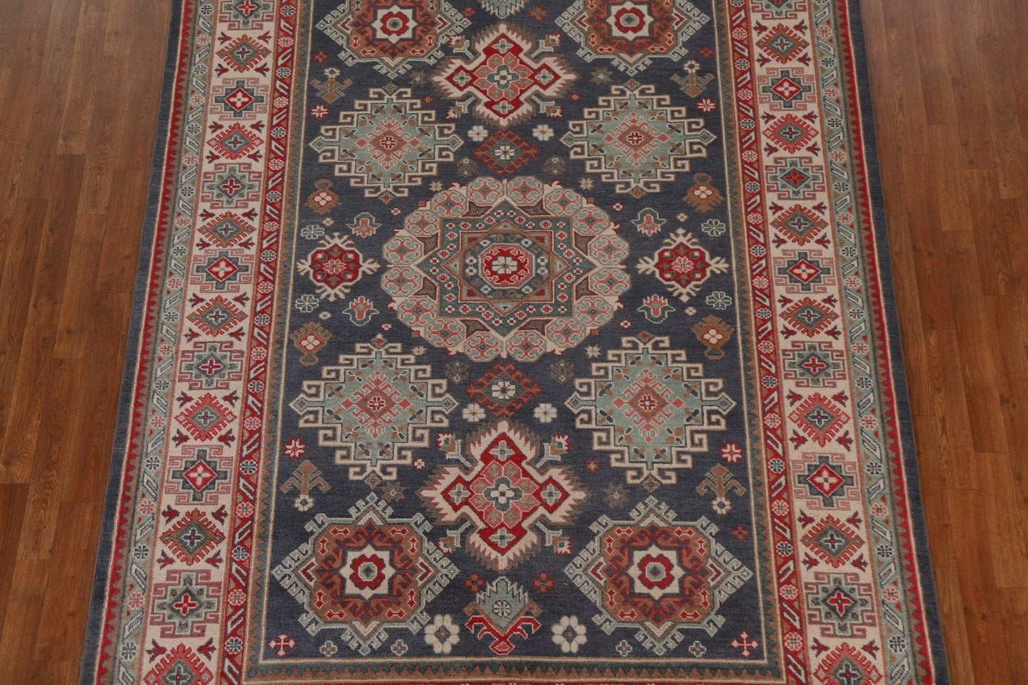 Geometric Kazak Vegetable Dye Area Rug 7x10