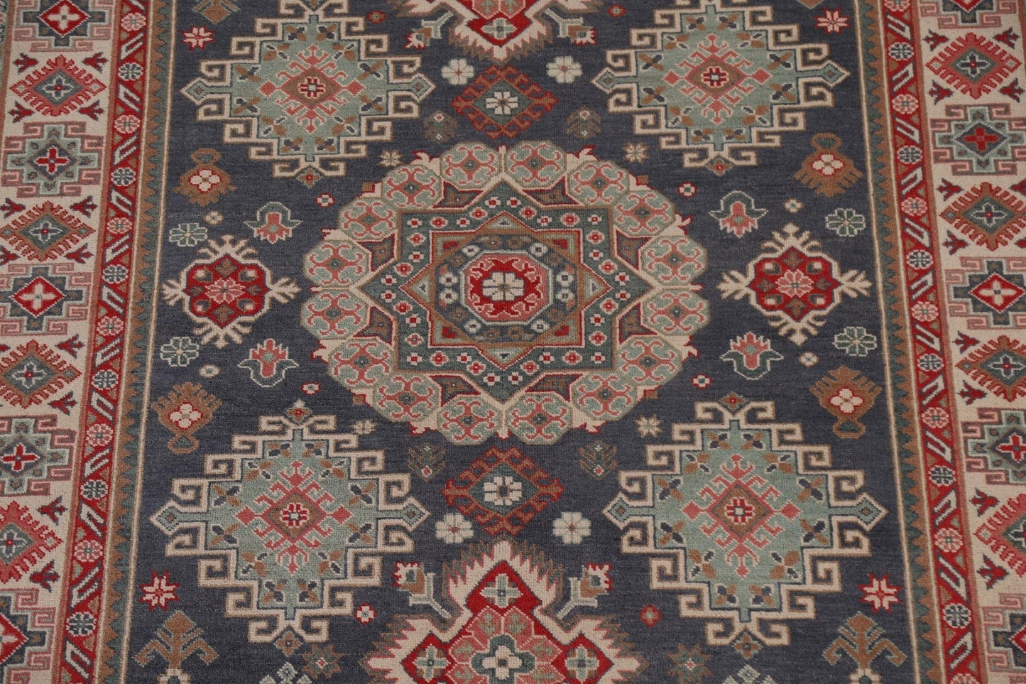 Geometric Kazak Vegetable Dye Area Rug 7x10