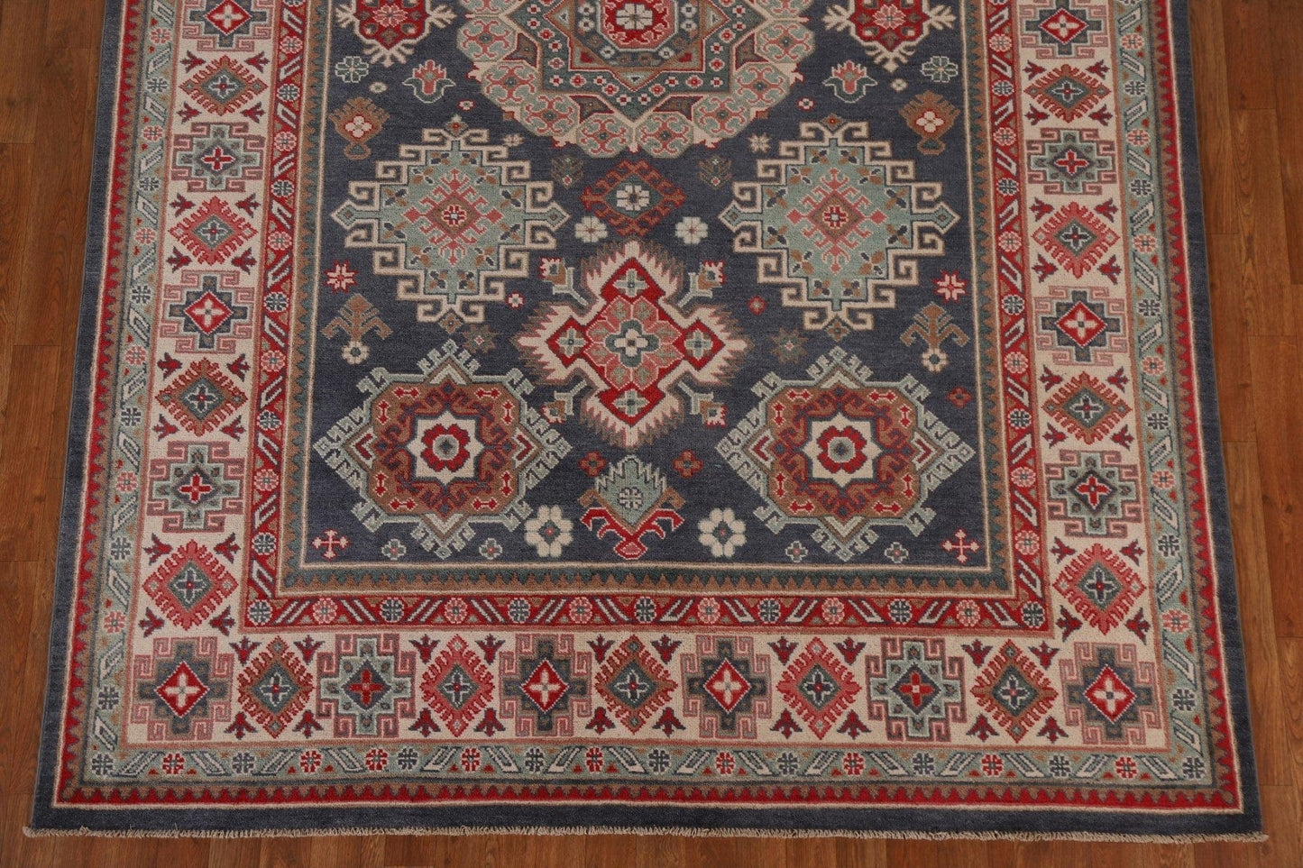 Geometric Kazak Vegetable Dye Area Rug 7x10