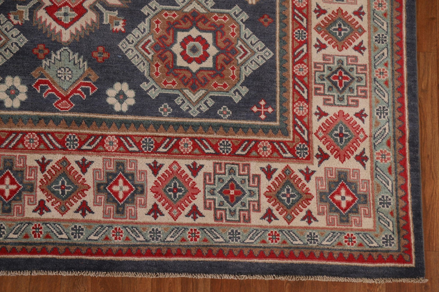 Geometric Kazak Vegetable Dye Area Rug 7x10