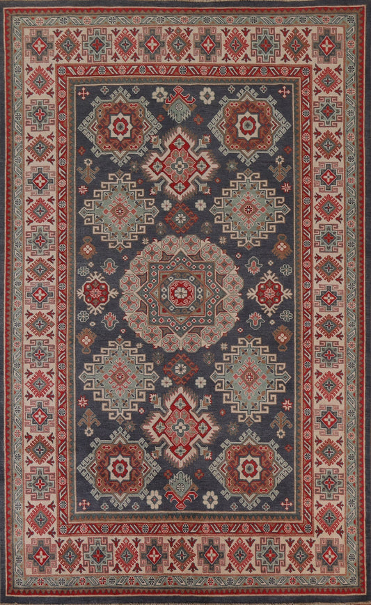 Geometric Kazak Vegetable Dye Area Rug 7x10