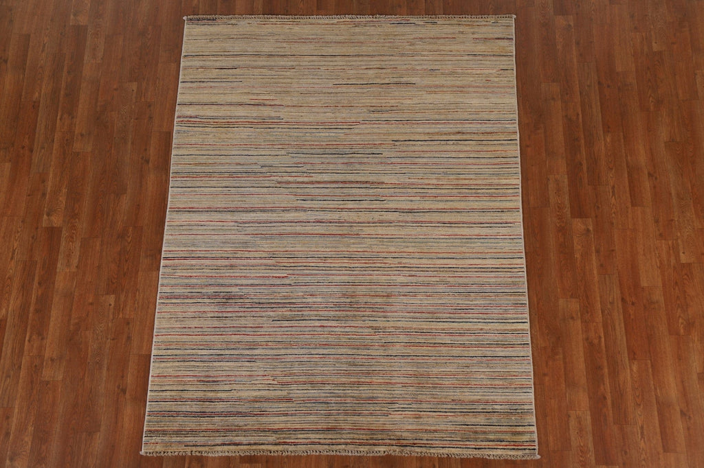 Striped Gabbeh Kashkoli Wool Area Rug 5x7