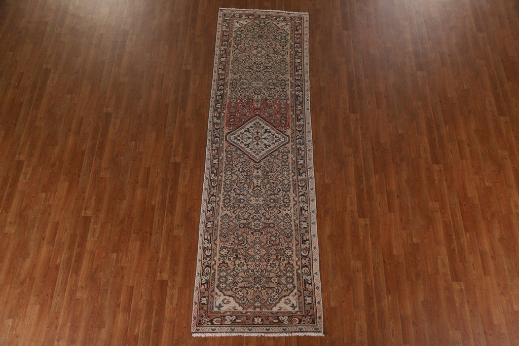 Vintage Hamedan Persian Runner Rug 3x10