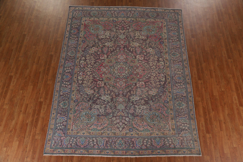 Over-Dyed Floral Tabriz Persian Area Rug 8x11