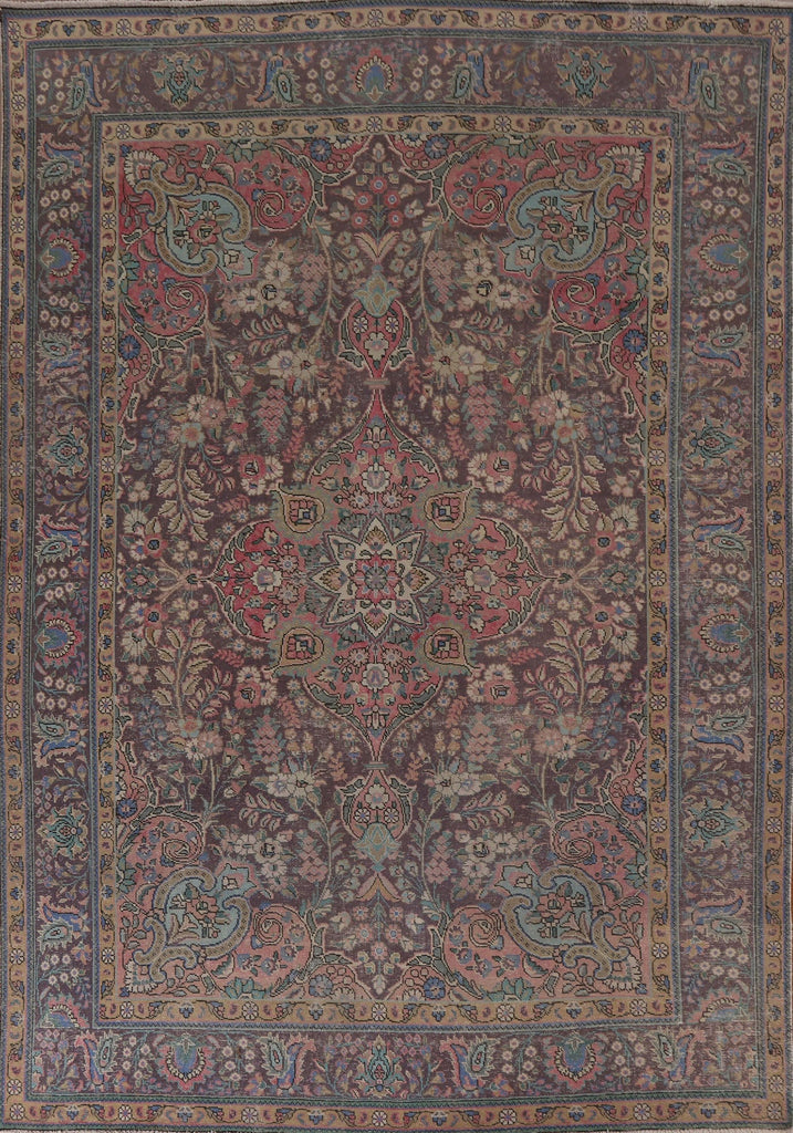 Over-Dyed Floral Tabriz Persian Area Rug 8x11