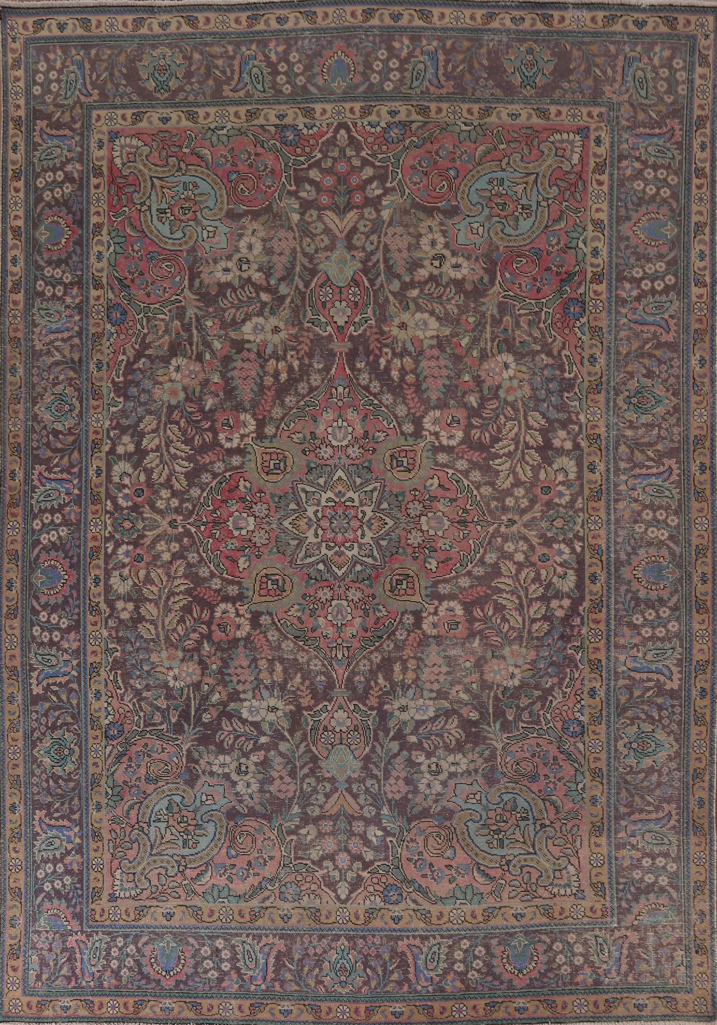 Over-Dyed Floral Tabriz Persian Area Rug 8x11