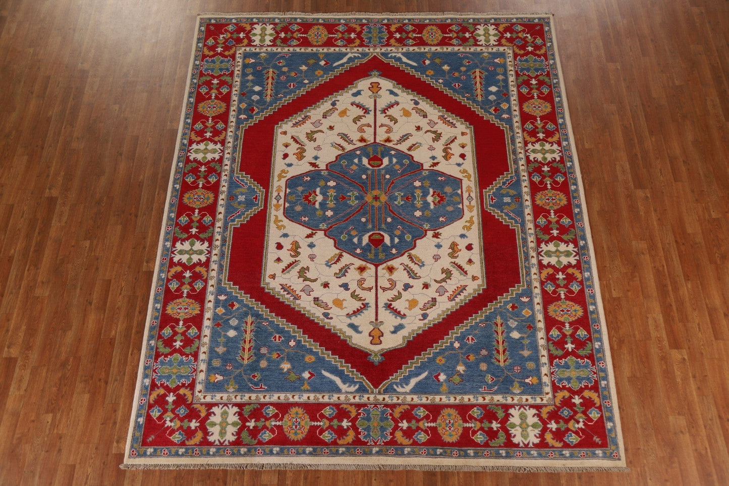 Geometric Kazak Vegetable Dye Area Rug 8x10