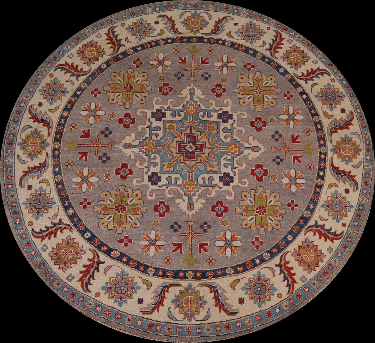 Vegetable Dye Kazak Round Area Rug 8x8