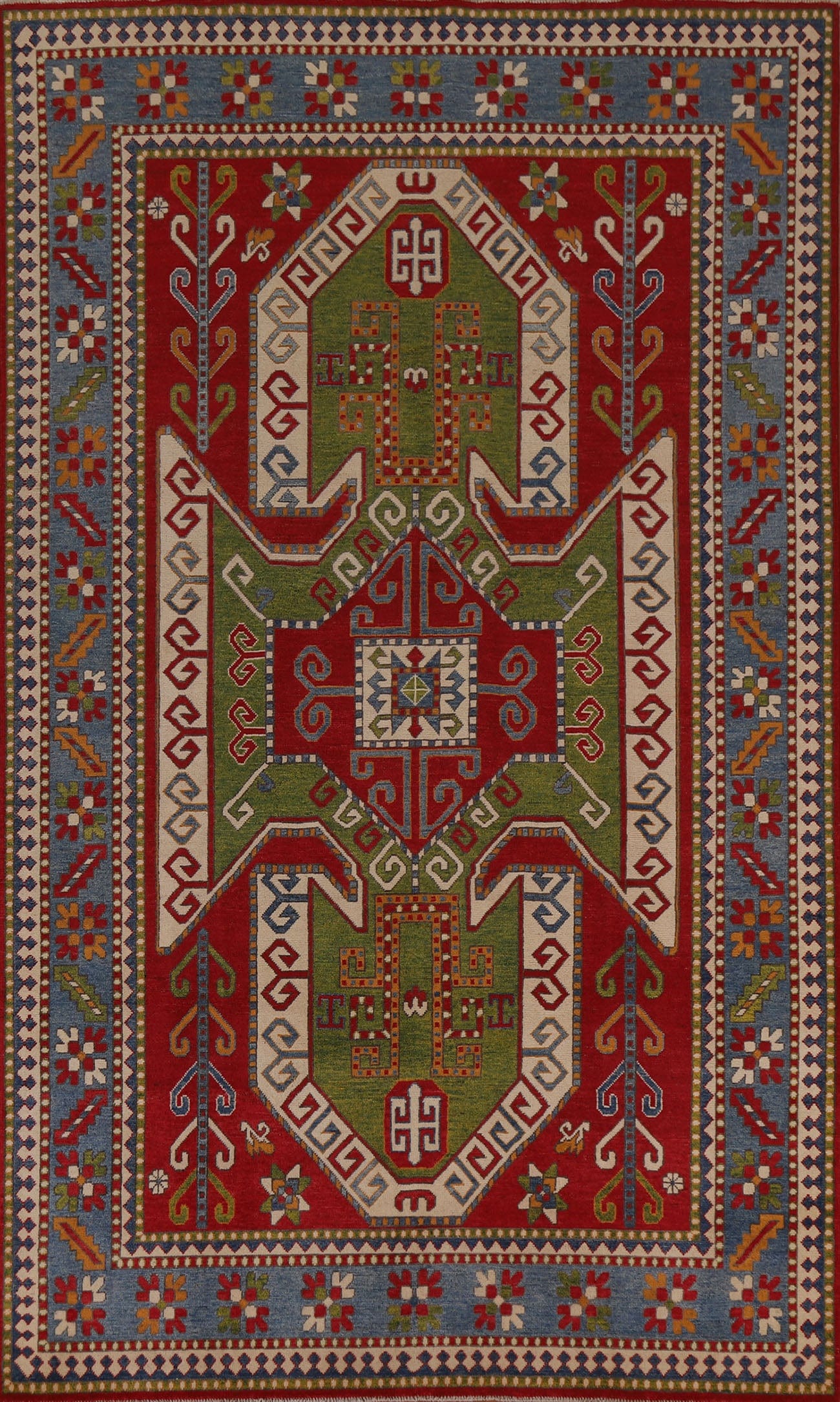 Geometric Kazak Oriental Area Rug 6x10