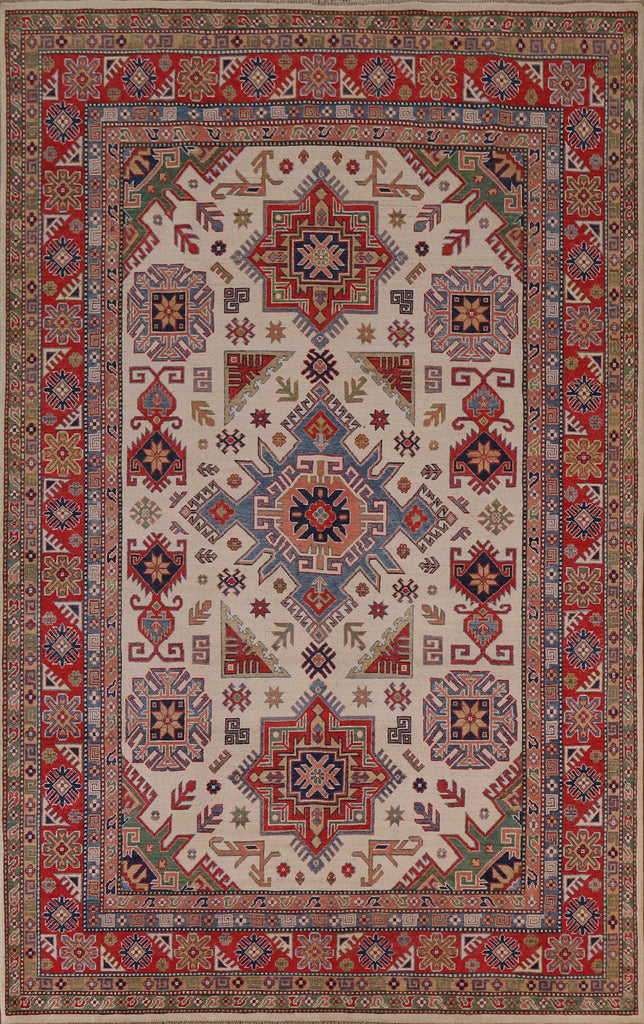 Ivory Kazak Vegetable Dye Area Rug 7x10