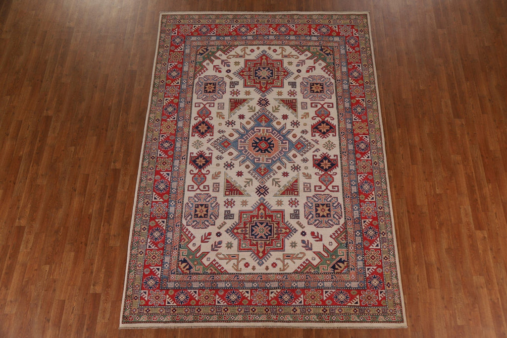 Ivory Kazak Vegetable Dye Area Rug 7x10