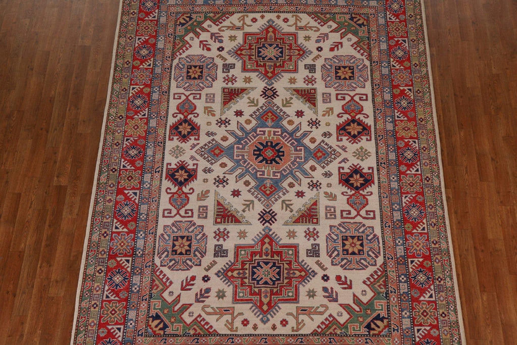 Ivory Kazak Vegetable Dye Area Rug 7x10