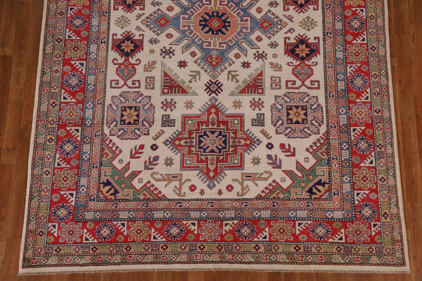 Ivory Kazak Vegetable Dye Area Rug 7x10