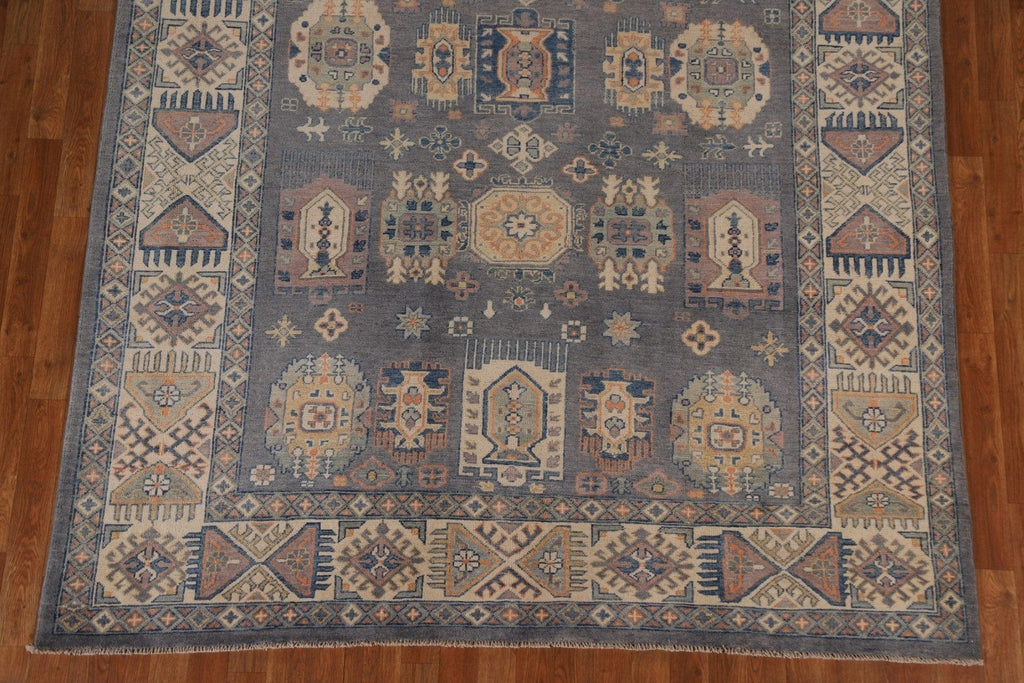 Grey Wool Kazak Vegetable Dye Area Rug 7x10